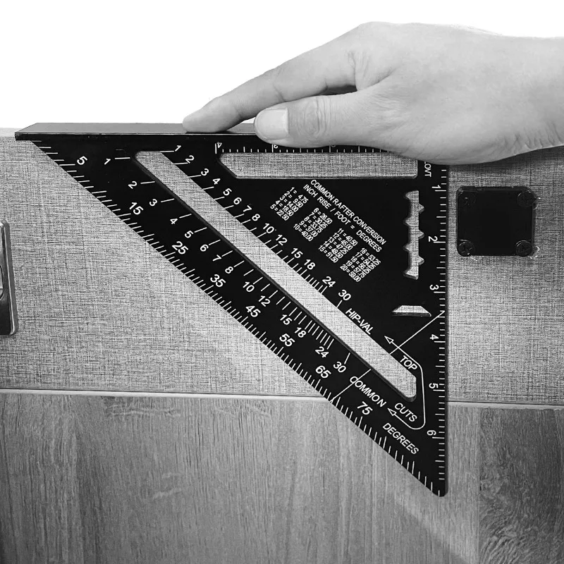 7/12 Inch Rafter Square Aluminum Alloy Double Scale Triangle Ruler Angle Ruler Carpenter Triangle for Woodworking and Carpentry
