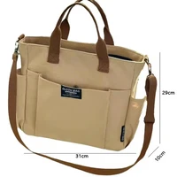 Urban Minimalist Female Student Large Capacity Commuting Horizontal Canvas Single Shoulder Diagonal Cross Portable Tote Bag 5