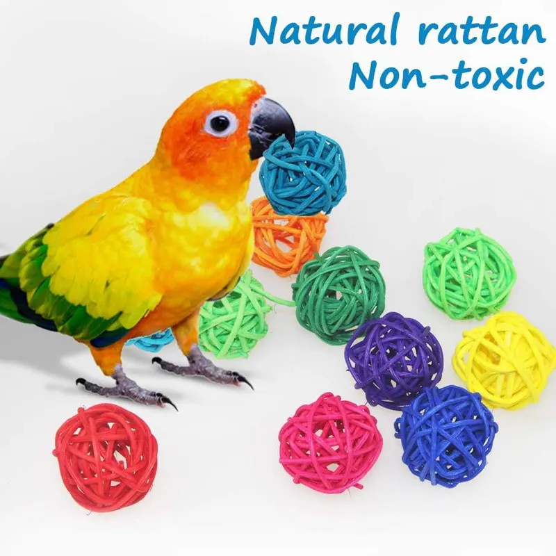 Hollow Ball Decoration Mirror Ball Decoration Multicolor Rattan Balls 10Pcs 3/5CM Vase Fillers Bird Toy Party Decor
