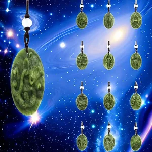 Jade Zodiac Pendant Necklace Natural Necklaces Talismans Green Stone Carved Amulets Charm Jewelry Chinese Real Fashion Luxury