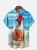 Summer Men's Short Sleeve Shirt Cartoon Chicken Print Men's Hawaiian Short Sleeve Shirt Seaside Fashion Men's Casual Shirt 5