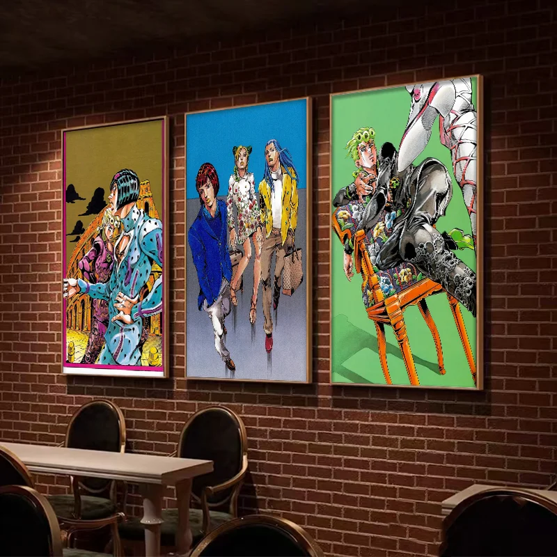 Anime JOJO Bizarre Adventure Retro Poster Canvas Wall Art Printing Waterproof Home Living Bed Room Bar Hallway Aesthetic Decor 3