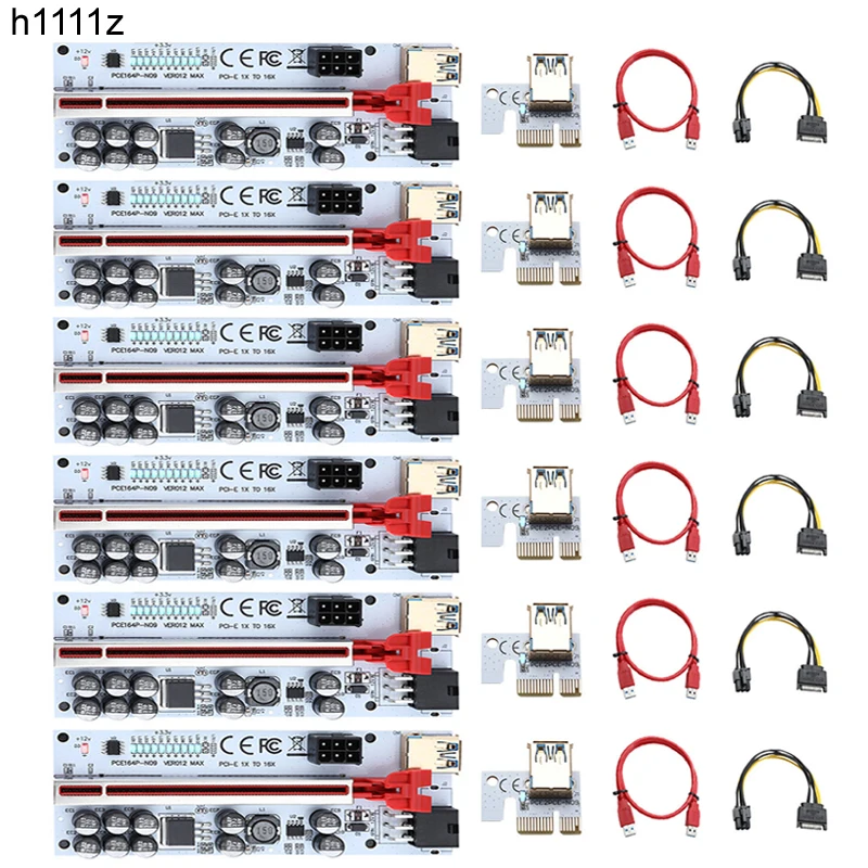 Pcie Riser Ver012 Max 012max Riser Pci Express X16 Extensor Usb3.0 Gpu Riser para Placa de Vídeo w Led para Mineração de Bitcoin Mineiro Pcs