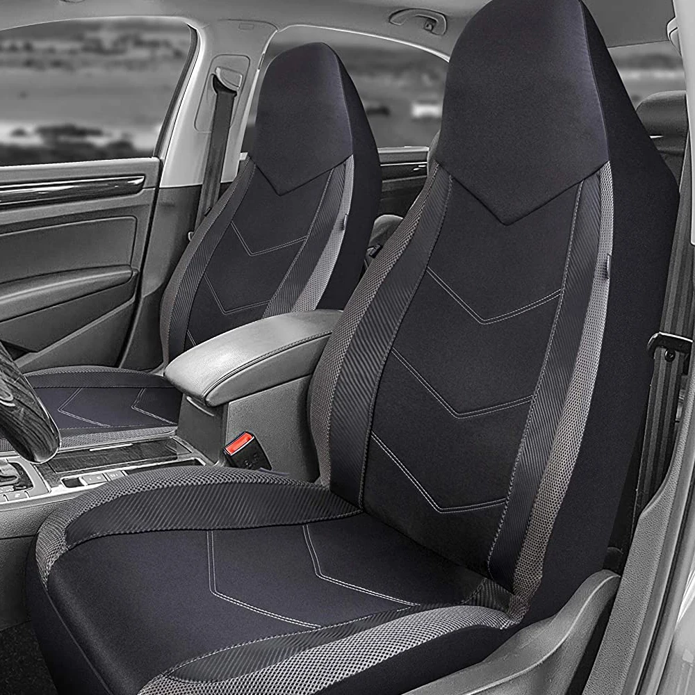Auto plus hoge rugbak universele stoelbeschermer ademende mesh stof koolstofvezel textuur stoel autostoel hoes kussen
