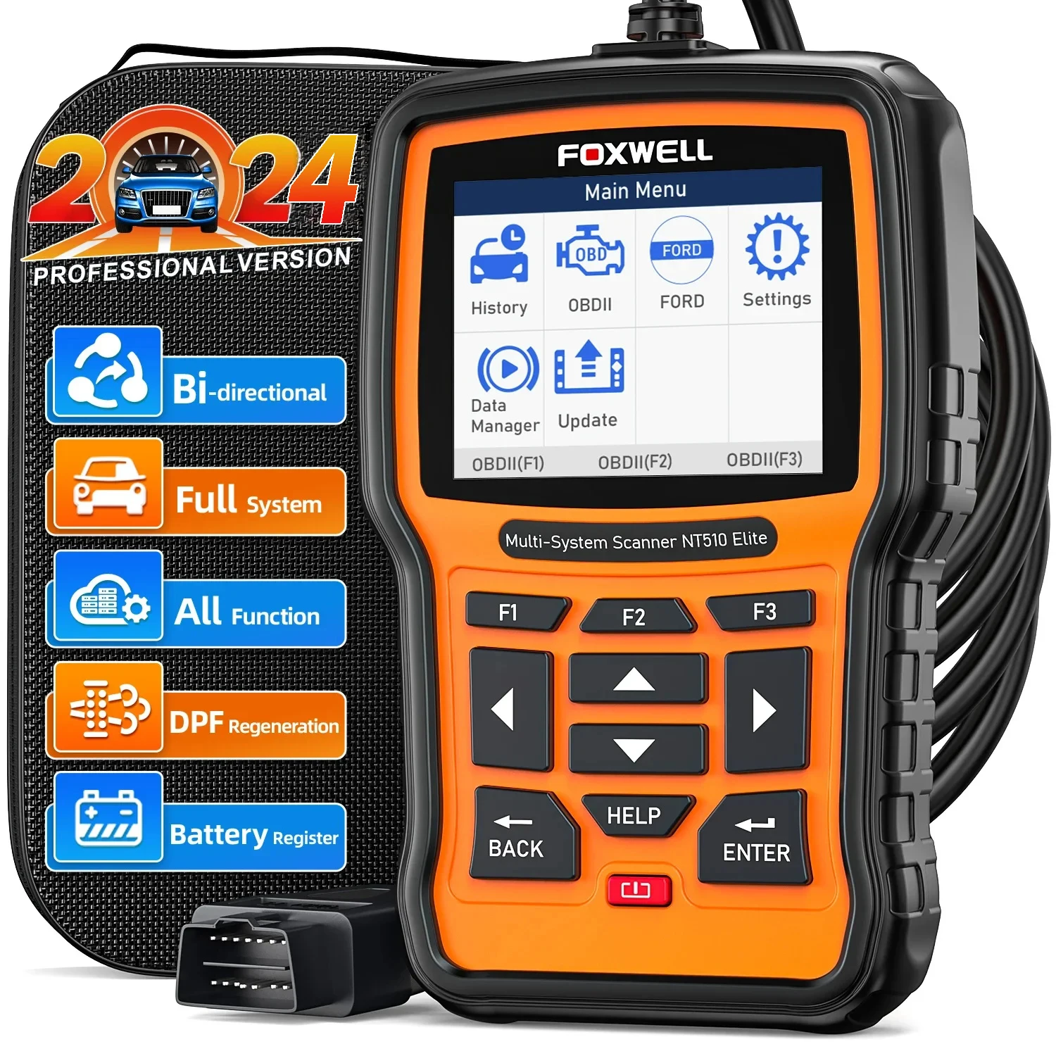 FOXWELL NT510 Elite Car All Systems OBD 2 Scanner Automotive Code Reader Bi-Directional Control 30+ Reset Diagnostic Scan Tool