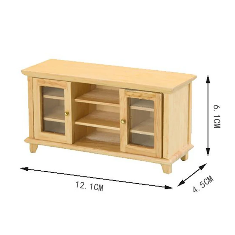 

1Pc 1/12 Dollhouse Miniature Wooden TV Cabinet Living Room Furniture Model Toy Doll House Accessories Pretend Toys For Children