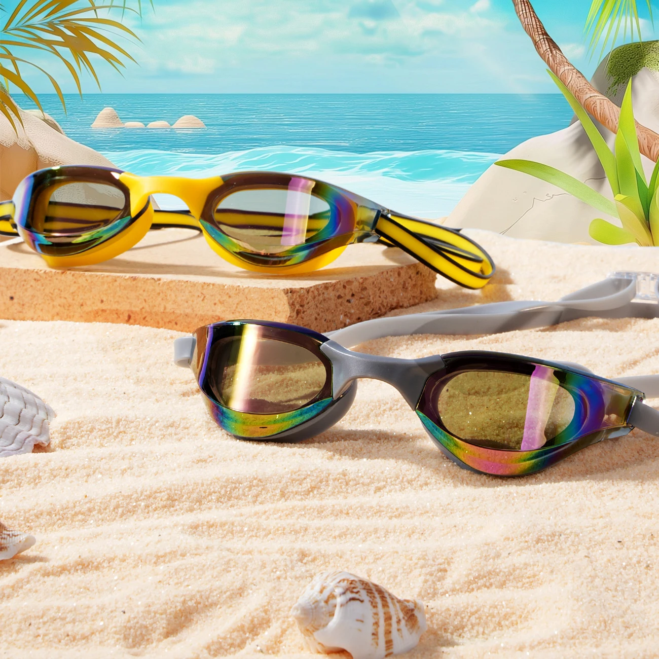 Lunettes de natation adultes anti-buée UV protection silicone doux étanches piscine eau libre