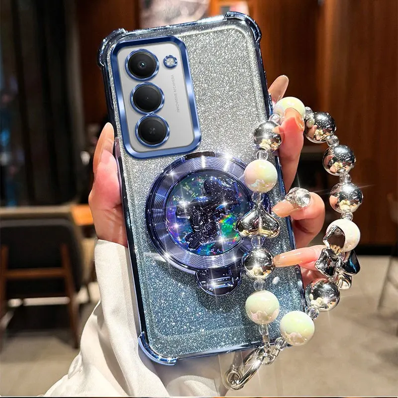Shockproof Glitter Pony Bracket Beaded Bracelet Phone Case Cover