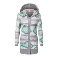 Women Cardigan Striped Print Long Sleeve Sweater Coat Buttons Closure Hooded Plush Lining Sweater Outerwear For Autumn Winter 2