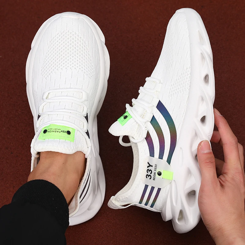 Men's Lace Up Mesh Shoes Unique Design Comfortable Breathable Non Slip Insole Running Training Basketball Platform Sports Shoes 6