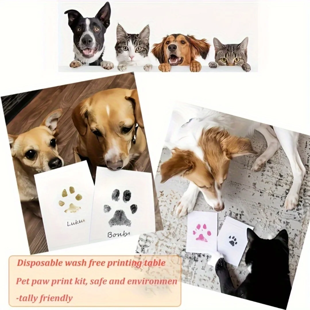 Pet Paw Print Kit With 1 Ink Pad 2 Imprint Cards Safe Non toxic Printing Baby Footprint
