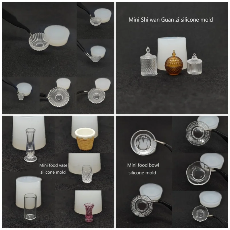 Mini Dollhouse Food Jar Silicone Mold DIY Doll House Candy Cookie Jar Model Kitchen Decor Drop UV Glue Epoxy Resin Casting Mould silicone mold