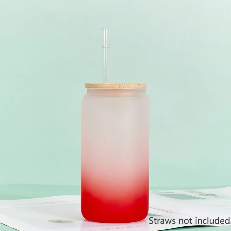 1pcs Gradient Glass Cup with Lid Juice Glass Beer Can Milk Mocha Cup Transparent Bubble Tea High Borosilicate glass water cup double wall glass cup
