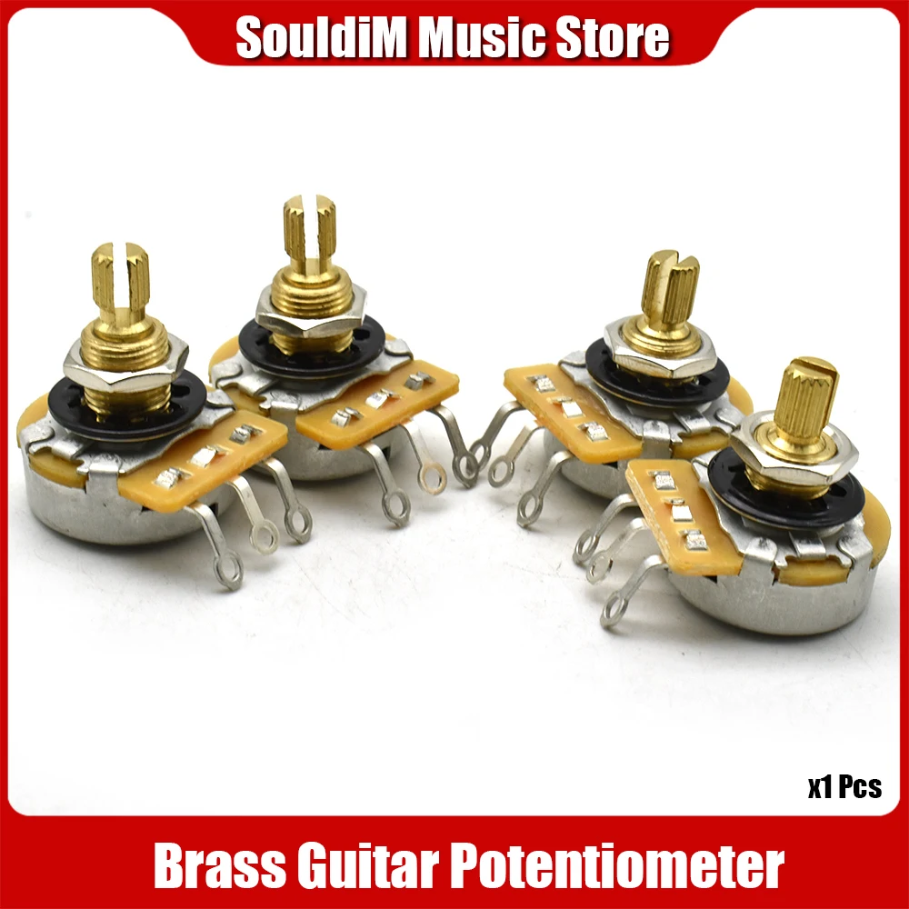 Guitar Pots 1pcs Pure Brass Shaft Log A500K A250K B500K B250K Volume Tone Potentiometers for Electric Guitars