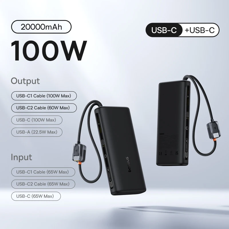 100W Dual C Cable BK