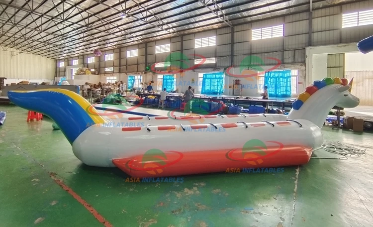 12 Persons Inflatable UNICORN Boat 97cm Tube Double Lane Unicorn Banana Boat For Commercial 3