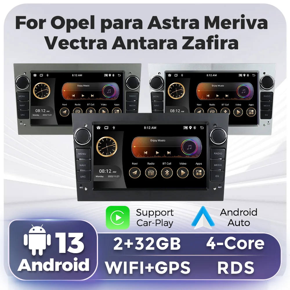 Autoradio Android 7 Pollici Per Opel Astra/Vectra/Corsa/Zafira – Carplay Wireless, GPS, WiFi, BT 5.0, 4GB+128GB, Uscita USB-C