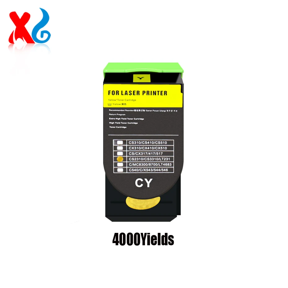 4color CS417 Toner Cartridge compatible For Lexmark CS317 CS317dn CX317 CS417 CS417dn CX417 CS517 CS517de CX517 8K 4K
