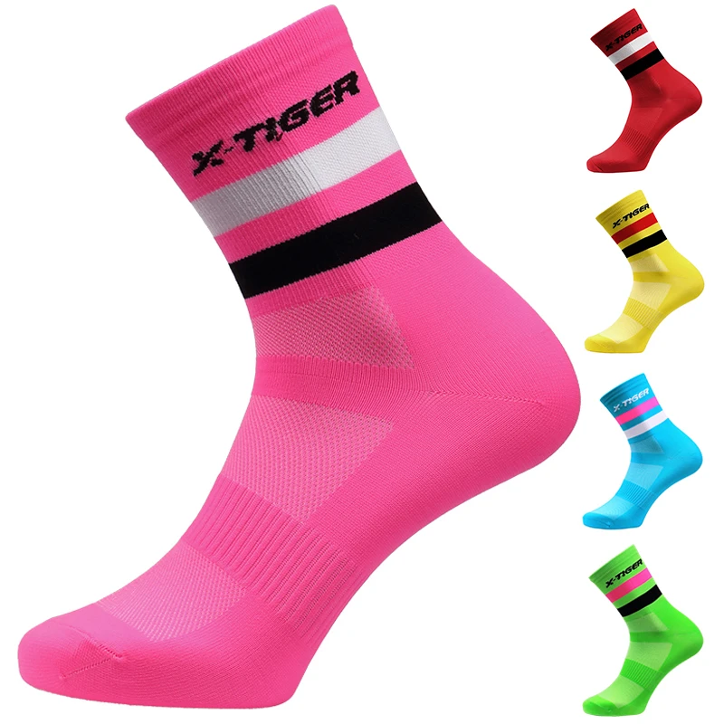 Calcetines de ciclismo profesional para hombre y mujer, medias de compresión para bicicleta de carretera, de marca al aire libre, 7 colores, X TIGER|Calcetines de - AliExpress