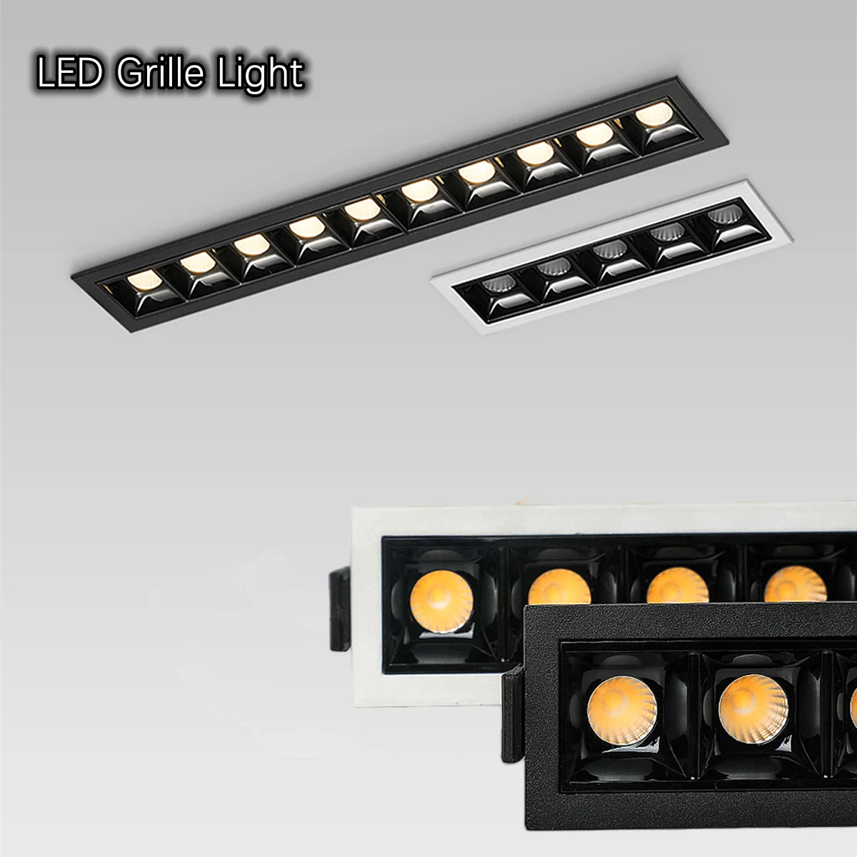 Recessed Anti-glare LED Ceiling Lights AC110-220V Dimmable Black/White Aluminum Downlight COB Spot Light Grille Light