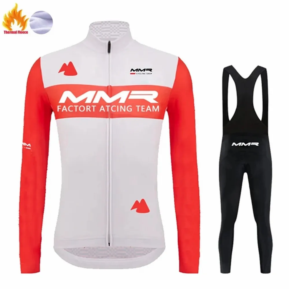 

Winter Wear Fleece MMR Cycling Clothing Men's Long Sleeve Cycling Jersey Bib Tights Set Road Bike Cashmere Jackets MTB Uniform