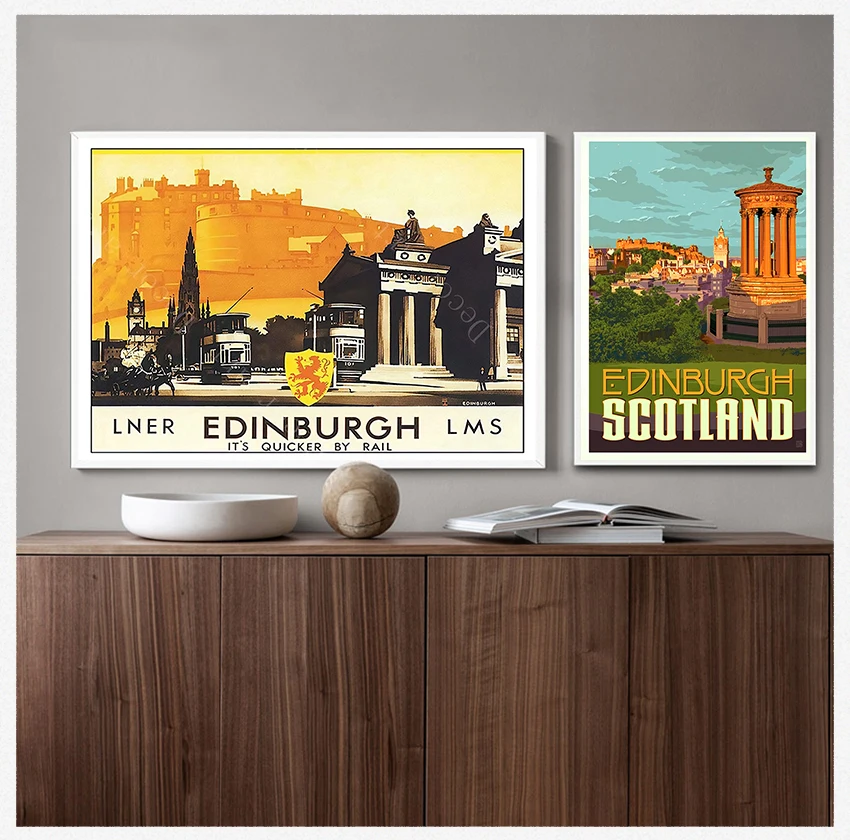

Canvas Paintings Kraft Poster Coated Wall Sticker Home Decoration Gift Edinburgh United Kingdom Europe Vintage Travel Posters