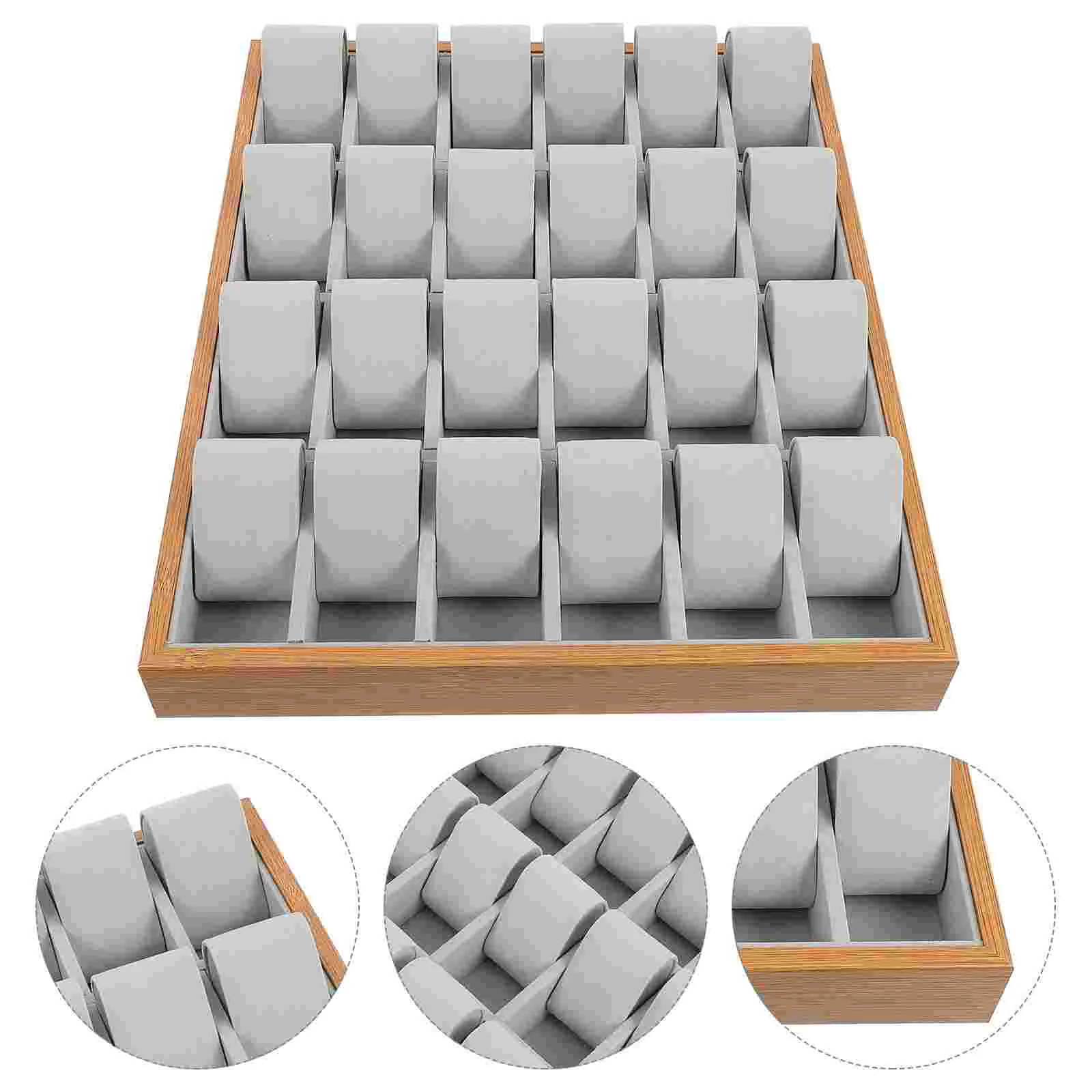 

24 Slots Wooden Watch Storage Display Holder Case for Trendy Bracelets Jewelry Boxes Men
