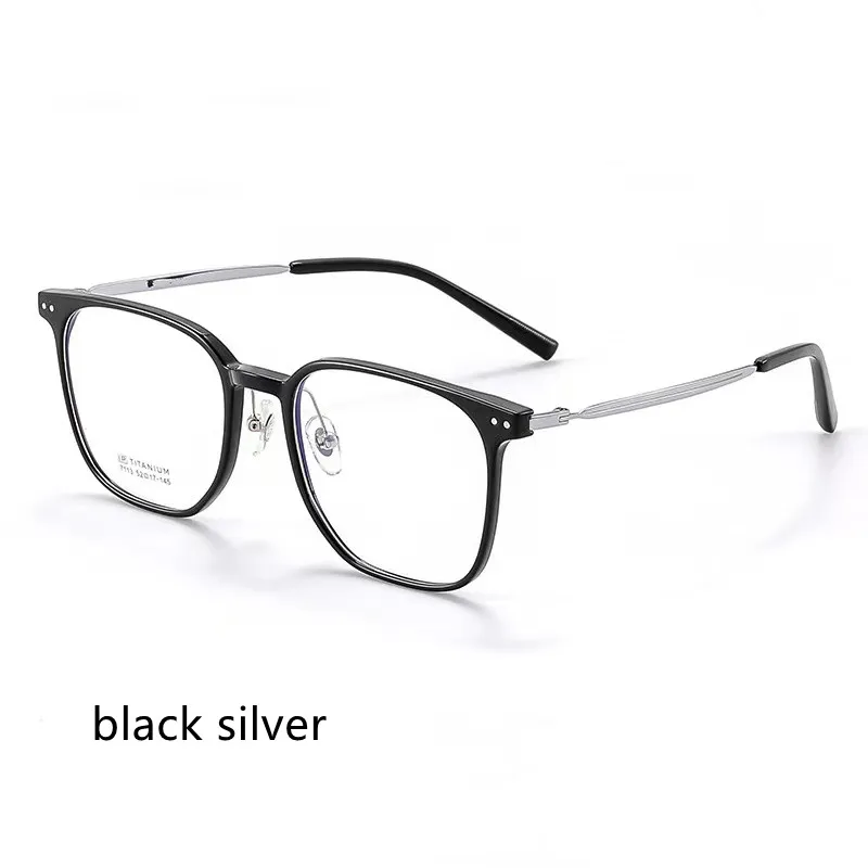 

52mm Ultra Light Square Eyeglasses Frame For Men And Women Titanium Flexible Legs With TR90 Rim Eyewear Spectacles Frame 7113