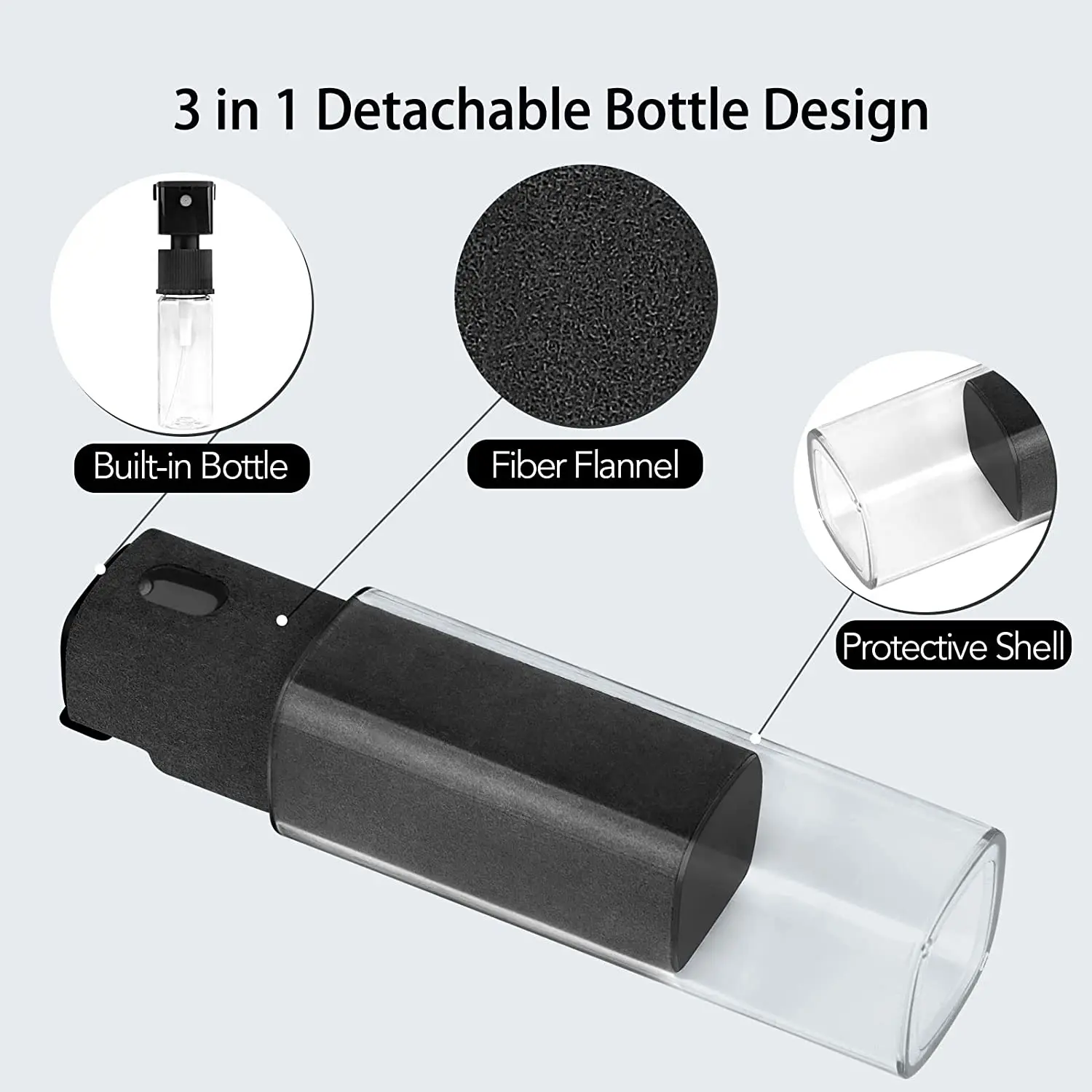 2 In 1 Multi Screen Cleaner Spray Bottle Portable Reusable Mobile Phone Tablet PC Laptop Screen Dust Remover Microfiber Cleaners 3