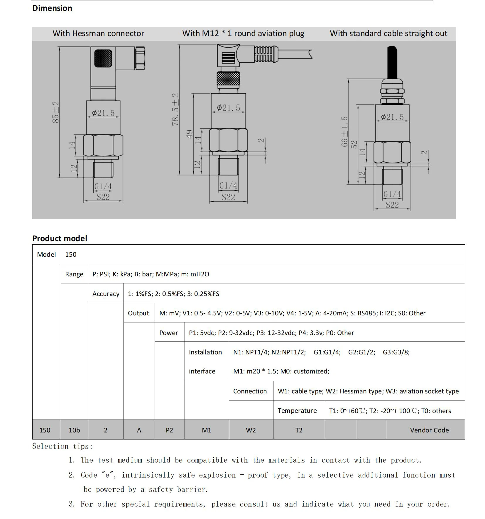 NT150 -0,1 ~ 100Mpa Hydraulischer Drucksensor für Gas und Wasser 4-20mA Drucktransmitter und -wandler – Detail 8