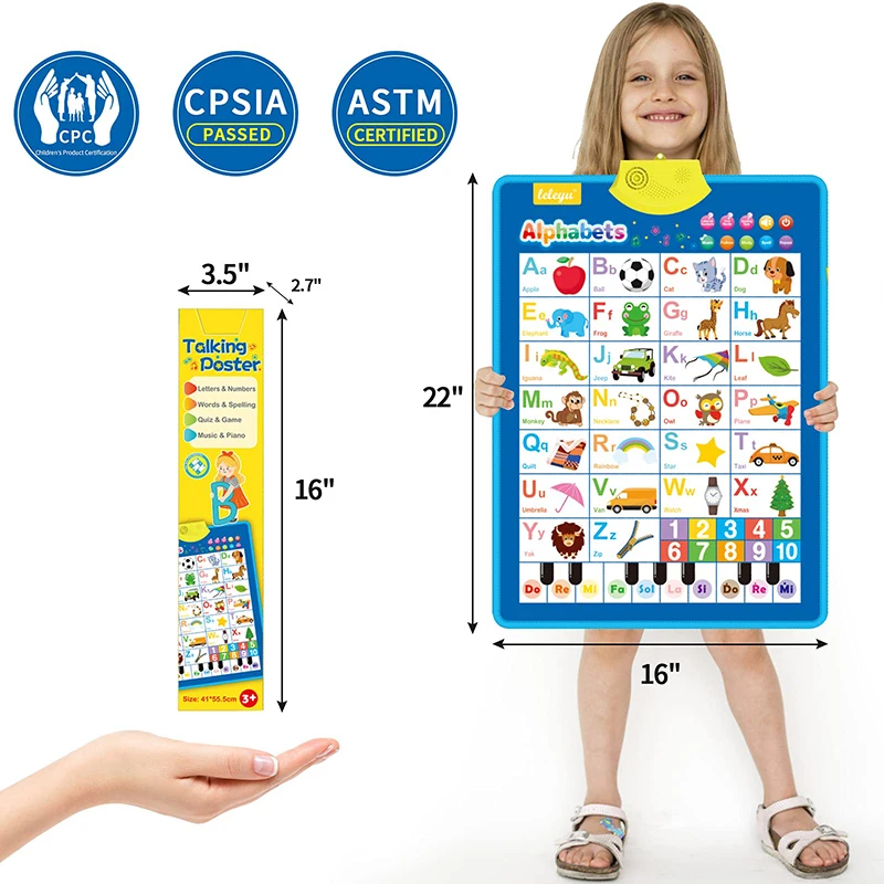 Electronic English Alphabet Wall Chart Talking ABC Letters 123s