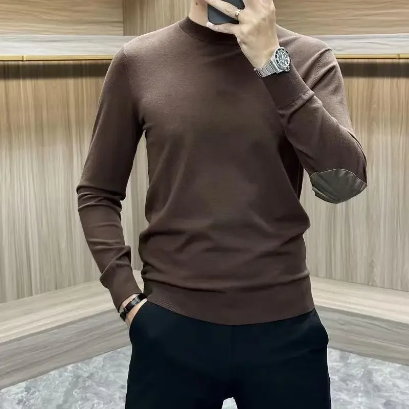 High-quality Plush Thicken Warm Men Knitwear Youth Street Fashion Loose Sports Pullovers Autumn Men Half High Collar Sweater 2
