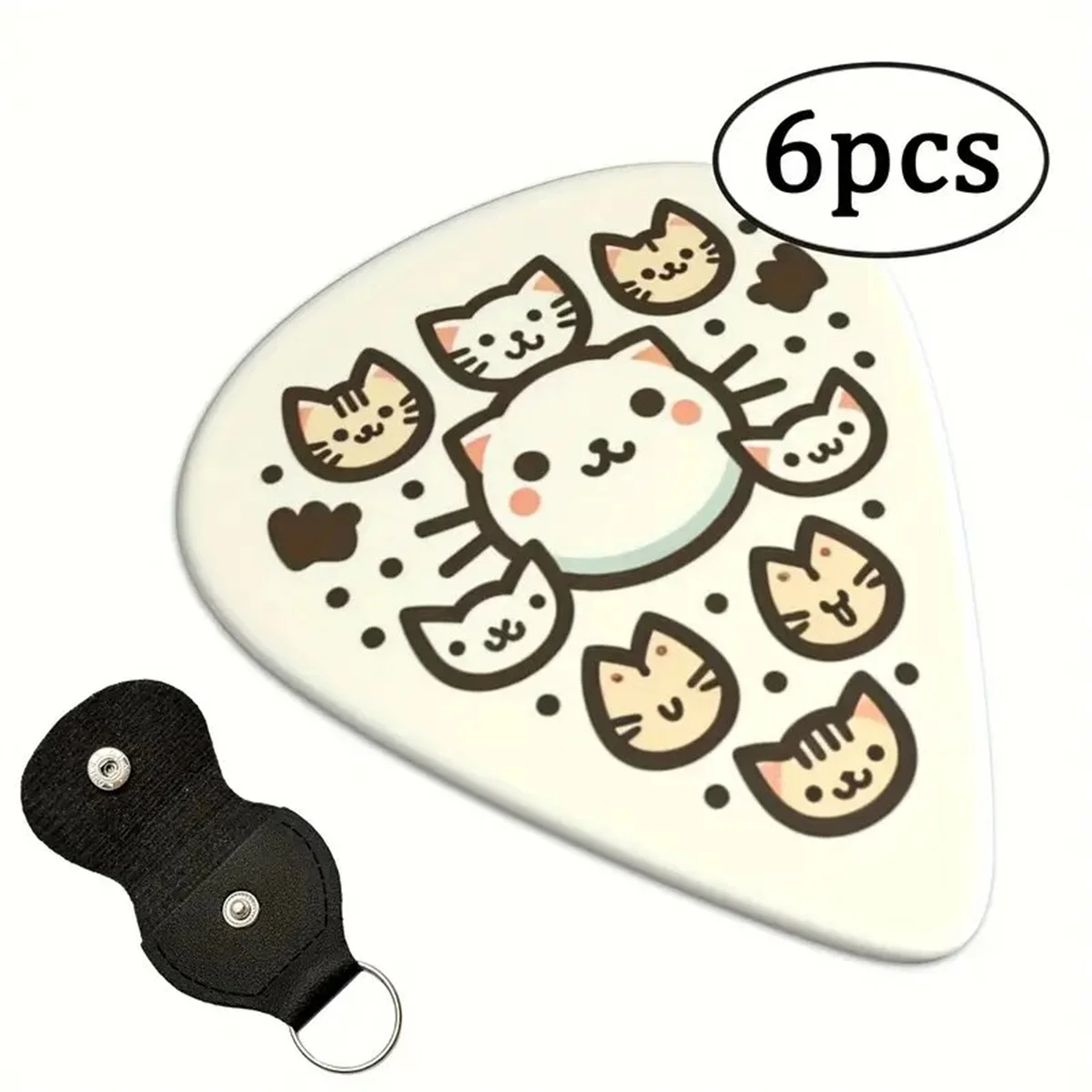 6 Pcs Original Sound Guitar Picks, Double-Sided Printed Ukulele Guitar Finger Shrapnel, Keychain Holster, Gift For Music Lovers