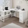 Reversible Modern L-Shaped Computer Desk , Large Wood Metal L Shape Home Office Desk for Work Study Writing Gaming 3