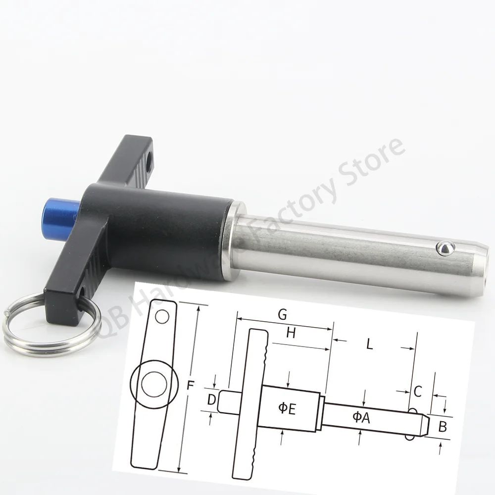 QB117 Factory Outlet Aluminum T-Handle Locating Safety Pins Button Quick Release Ball Head Lock Pins cylindrical locating dowel pin,stainless steel ball lock pins