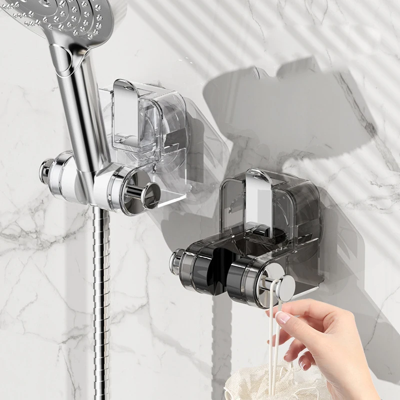 Shower Head Holder Brackets Black Suction Cup Wall Mount Adjustable Support For Bathroom Accessories Without Drill Stand Bath