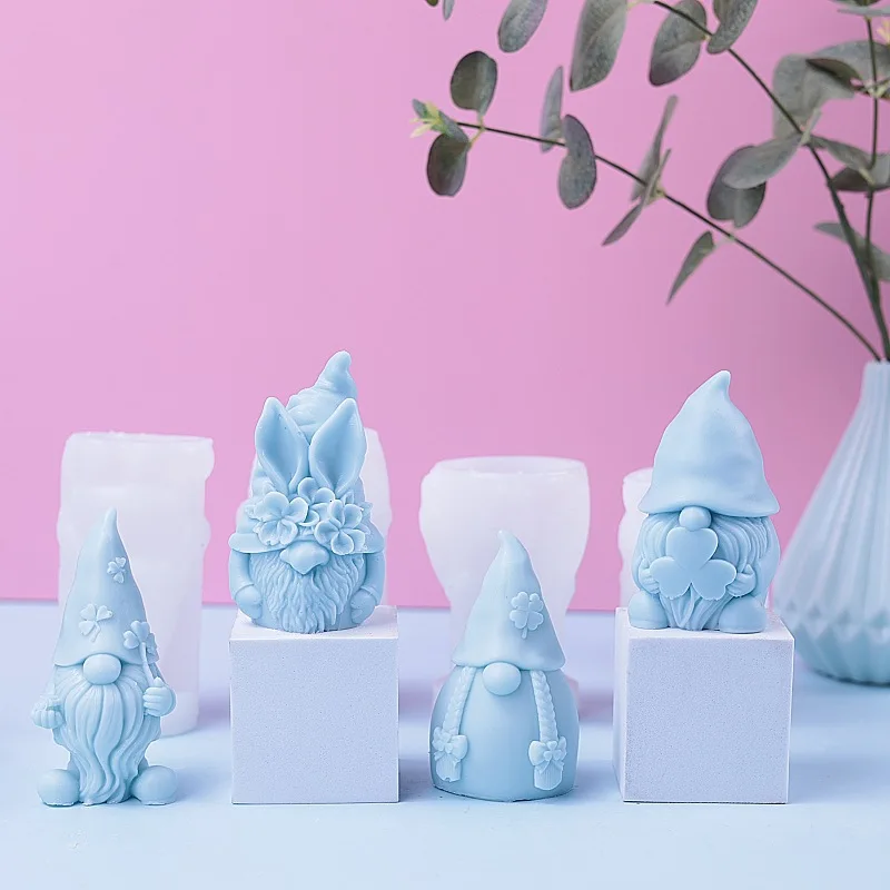

3D Dwarf Easter Candle Silicone Mold Handmade Hatted Faceless Dwarfs Scented Candle Plaster Resin Mould Craft Christmas Gifts