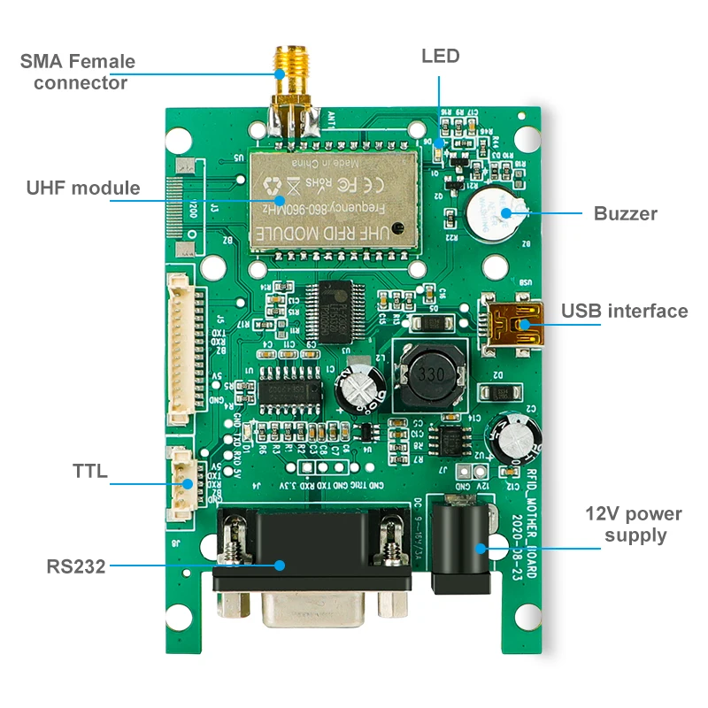 

Считыватель записей 860-960 МГц TTL232 UHF, модуль считывания RFID для Arduino Raspberry PI