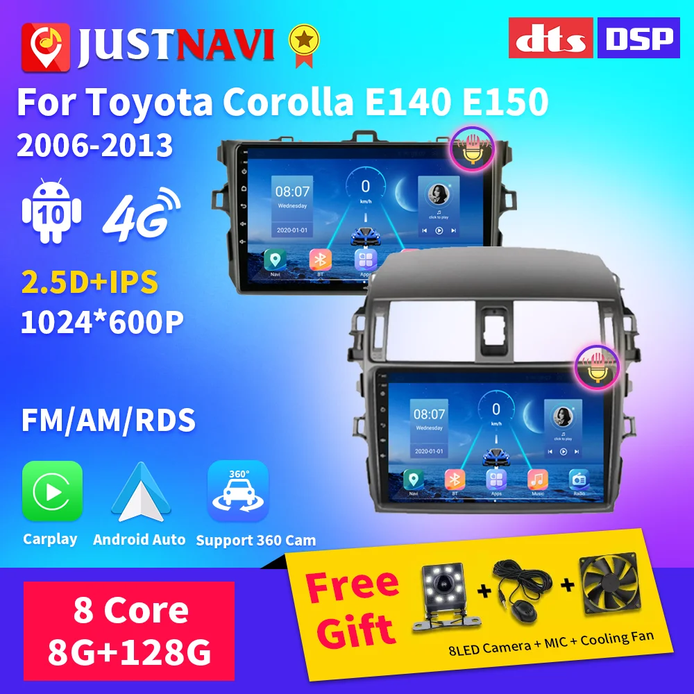 

Автомагнитола JUSTNAVI для Toyota Corolla E140 E150 2din, автомобильное радио, Стерео Авторадио, автомобильный мультимедиа 360, головное устройство, Авторадио Caplay