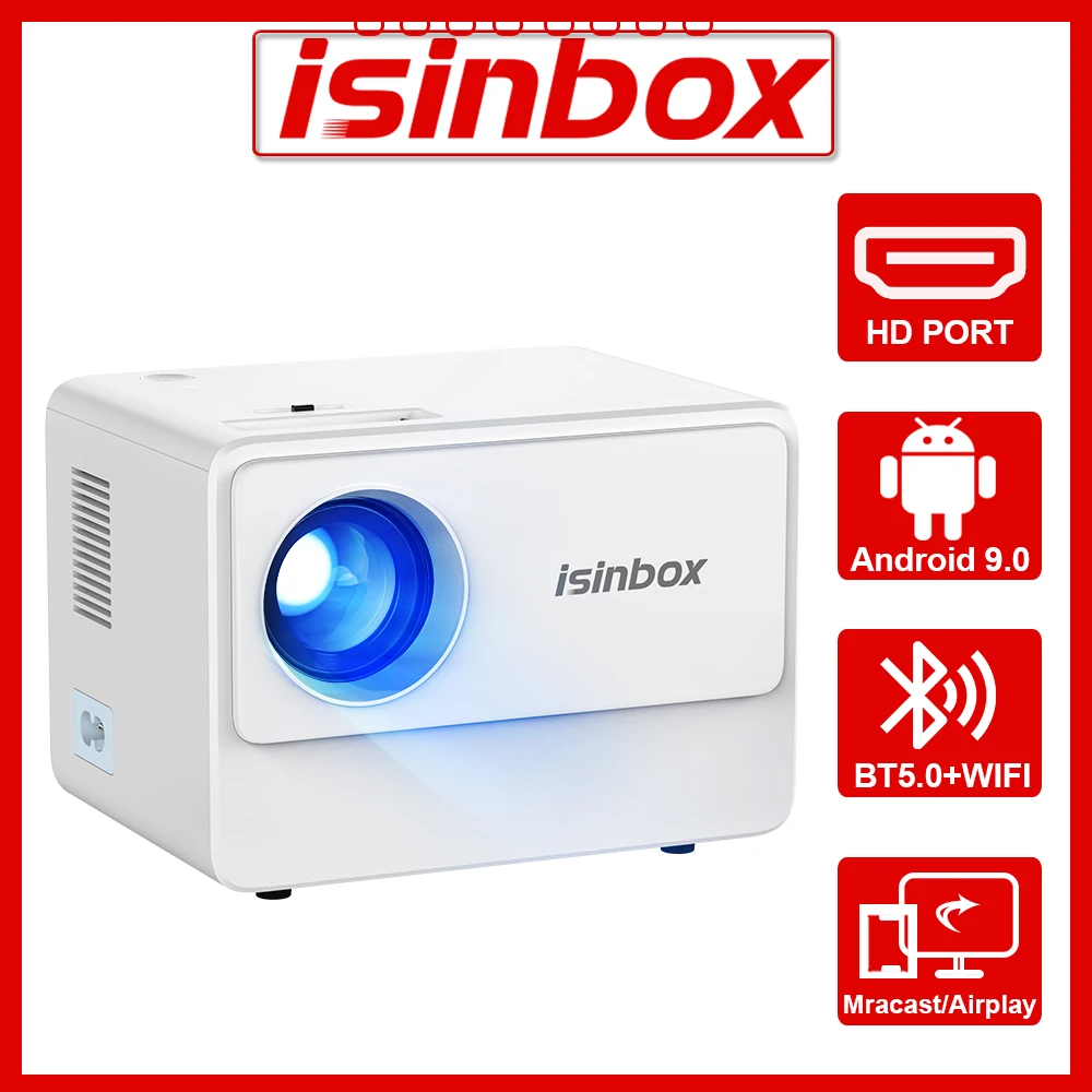 ISINBOX Portable Projector Android 9.0 K11 WIFI Bluetooth 5.0 Home