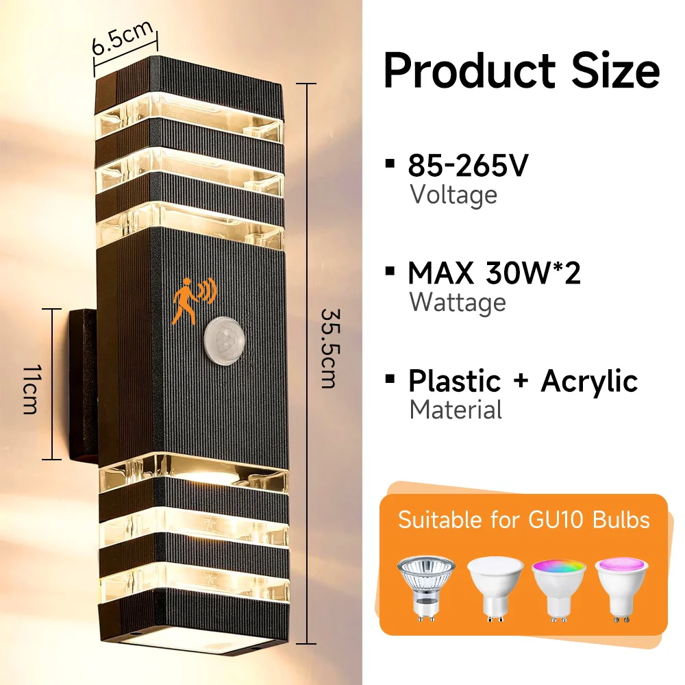 Modern outdoor wall light for porch and garden