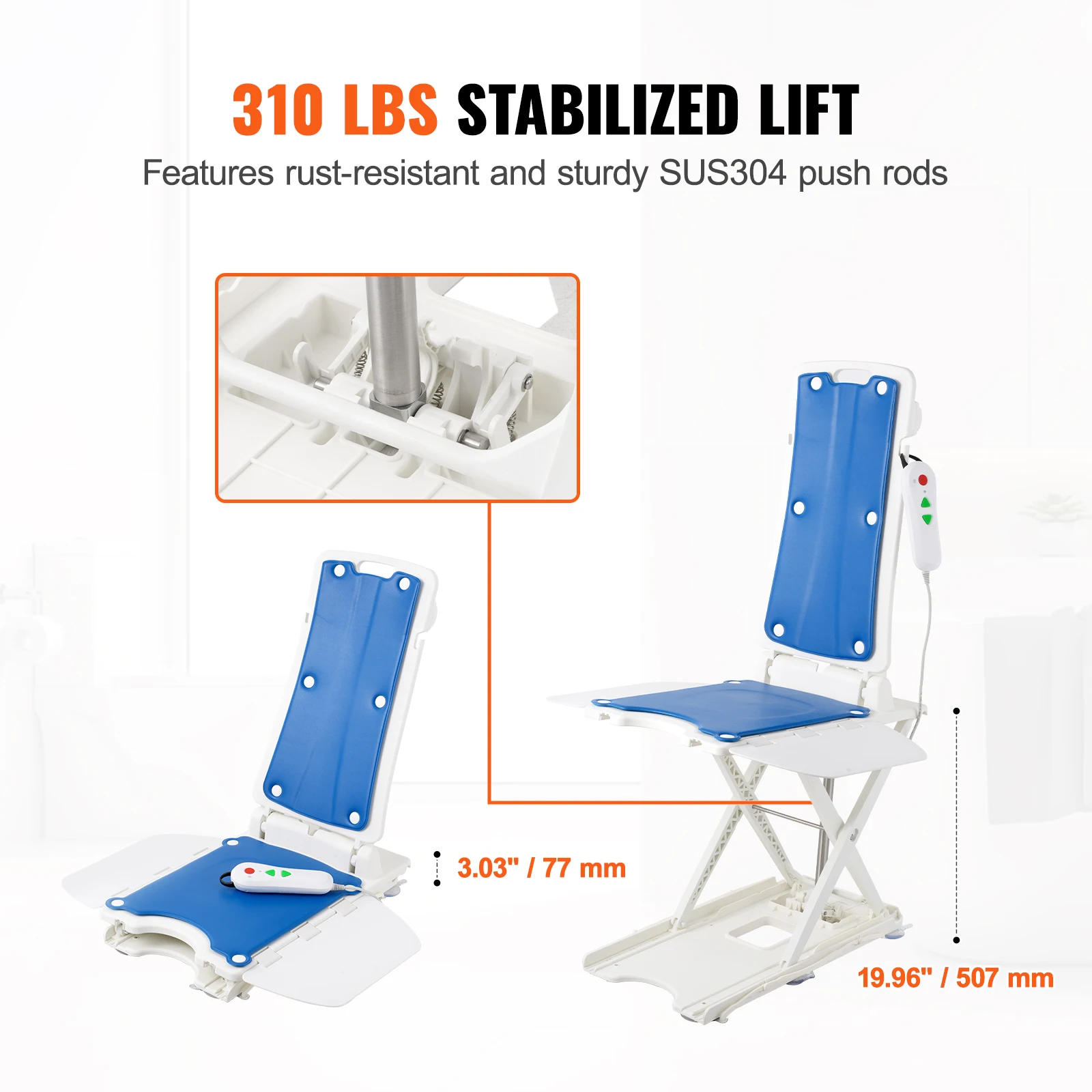 VEVOR Electric Chair Lift Devices to Lift Elderly off Floor Height Adjustable Support Up to 310 LBS  for Seniors Patient Elderly 3