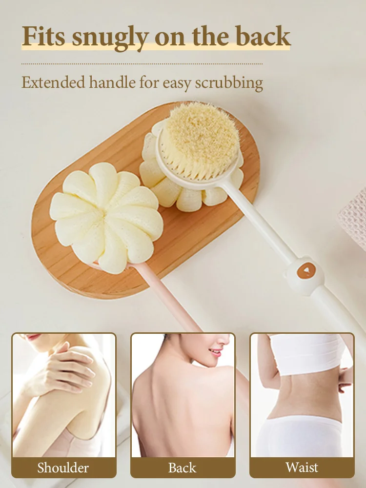 Two sided Shower Body Brush Silicone Long Handle Bathroom Wash Brush Bathing Massage Back Body Exfoliating Brush Bath Supplies 4