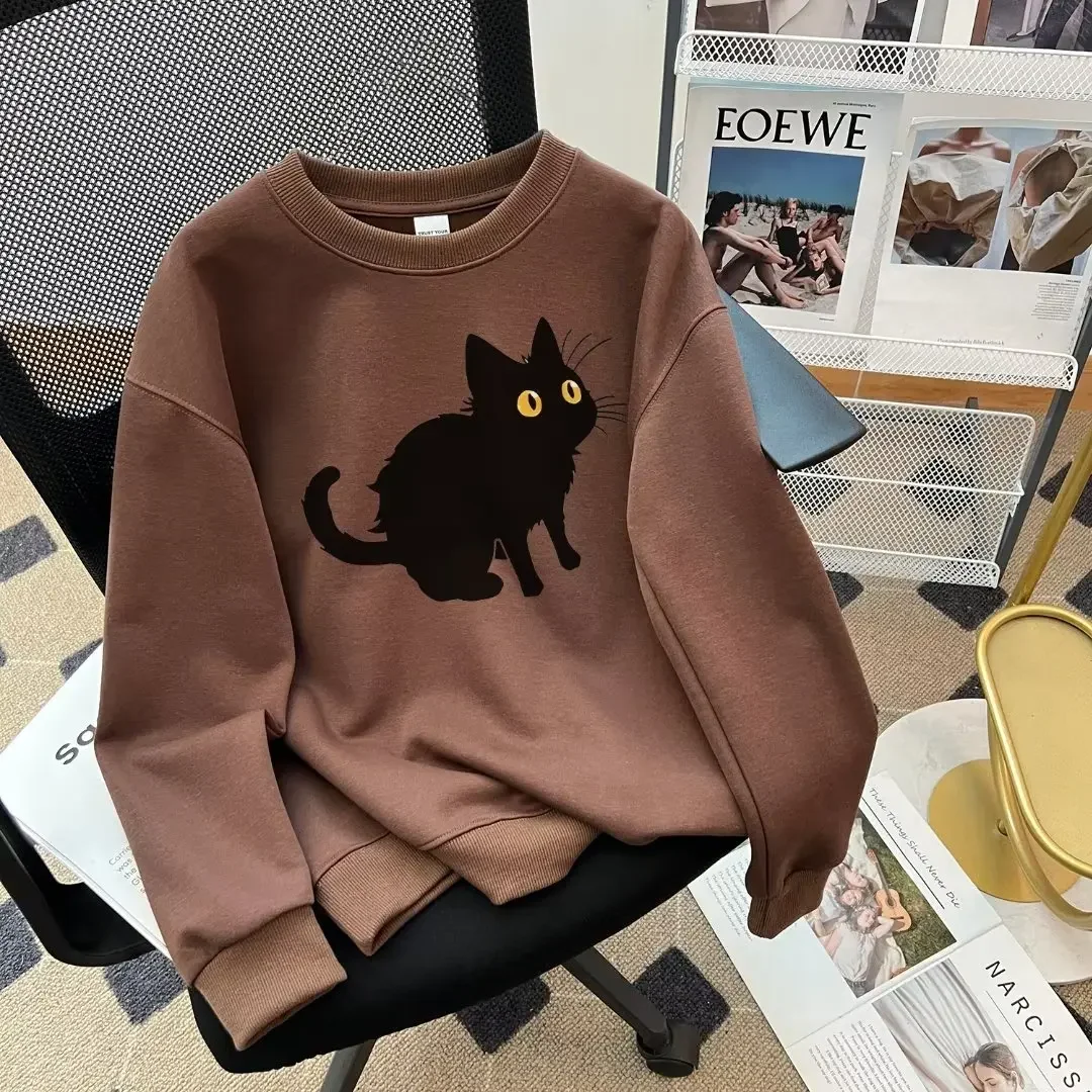 2023 Spring and Autumn New Round Neck Hoodie Women Plus Size Fat Mm Chubby Design Loose Top Winter Couple Plus Size Sweatshirts