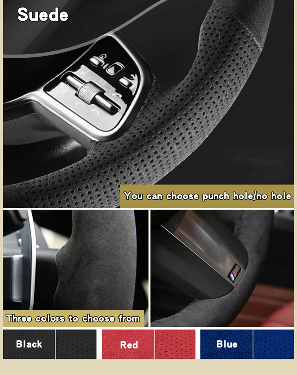 Custom Car Steering Wheel Cover For Mercedes Benz A-Class W177 B-Class C- Class