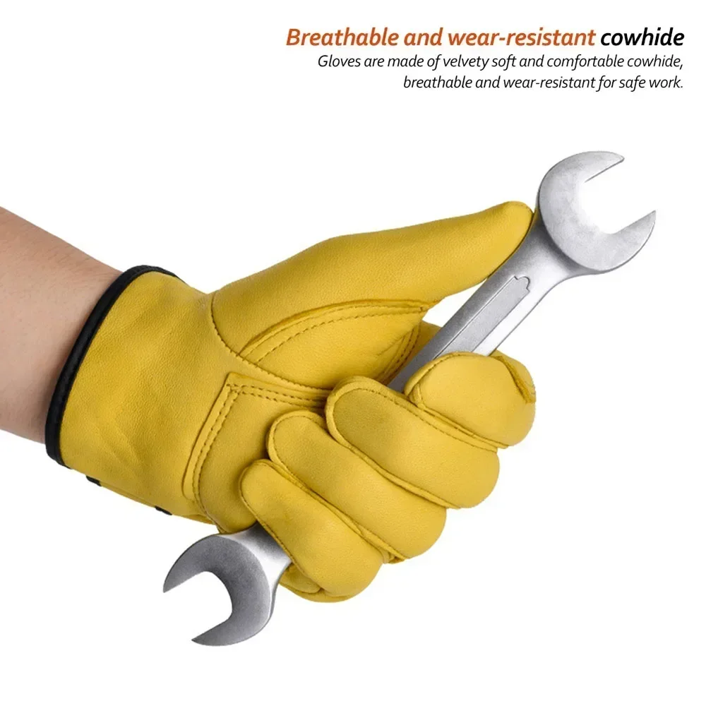 Leather Welding Gloves Heat-Resistant Protective Gloves Welder Breathable Car Repairing Garden Pruning Porter Anti-cutting Glove