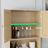 Over The Toilet  Cabinet, Bathroom Shelves Over Toilet with 2 Rattan Doors&Adjustable Shelves&Open  Shelf-Natural Wood 6