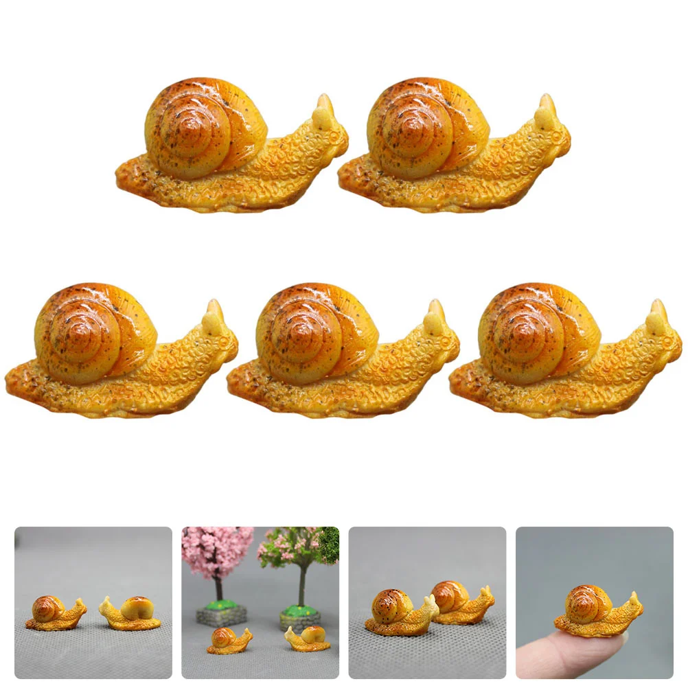 

5 Pcs Simulation Little Snail Garden Tiny Statues Miniature Toys Figurine Decor Crafts Snails Miniatures Resin