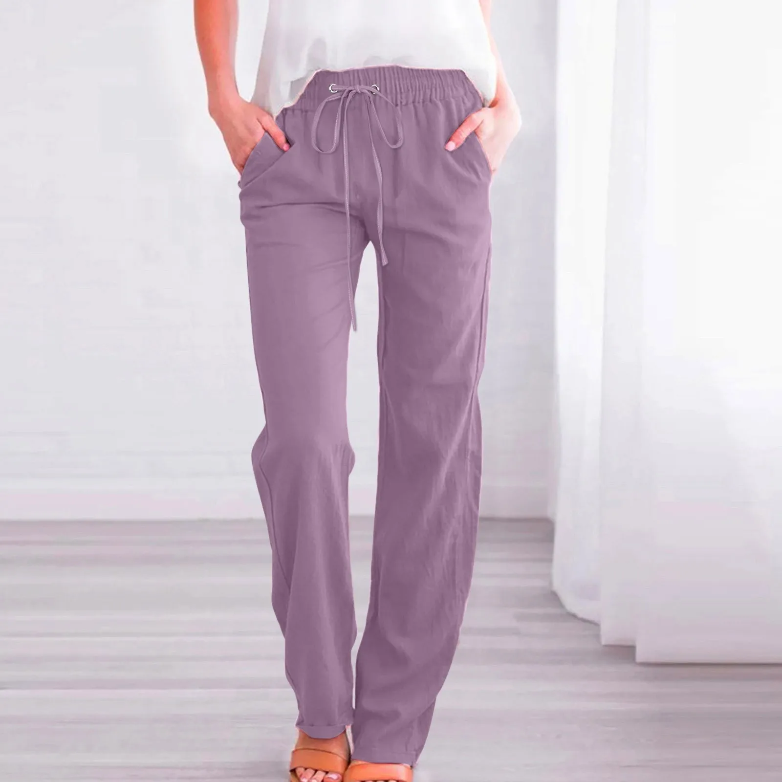 Pantalon Verano Mujer Talla Grande Pantalones De Lino Para Mujer