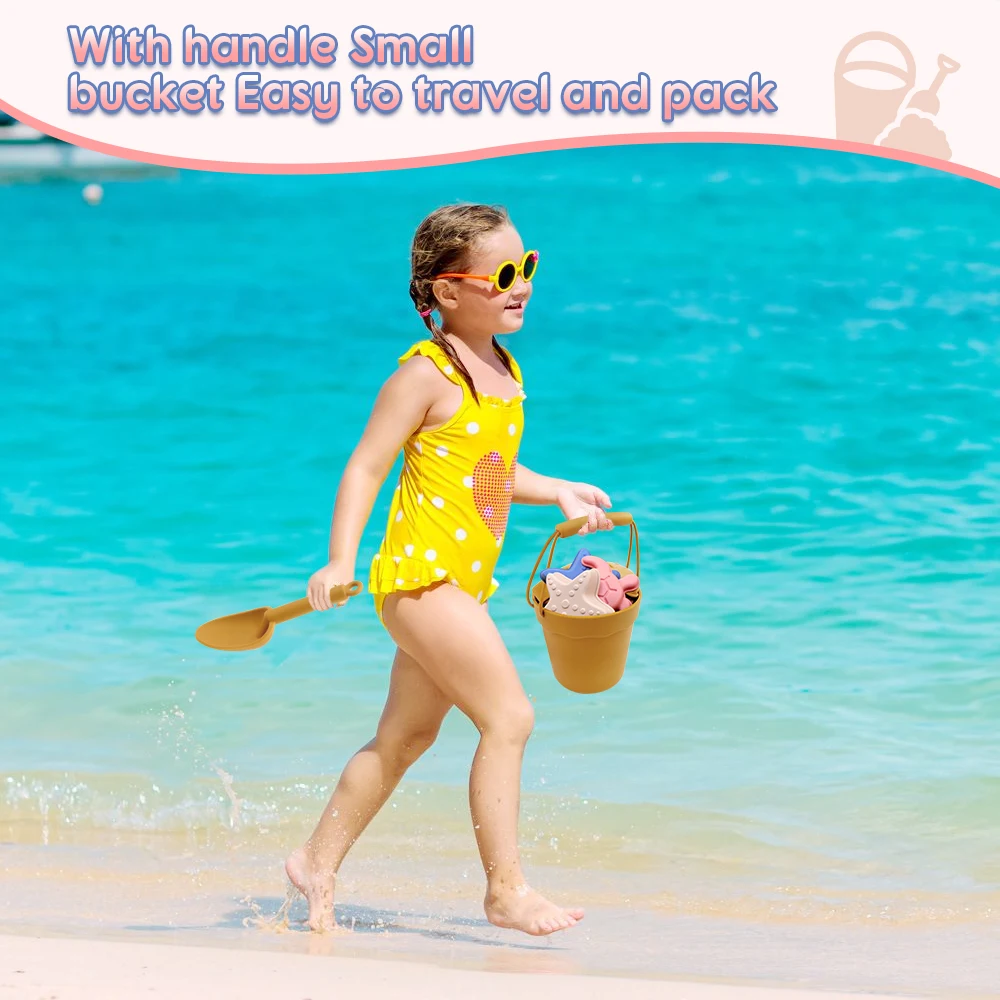 Silicone beach toy set, children's sand shovel toy shovel, handheld beach bucket, parent-child beach sand playing tools 3
